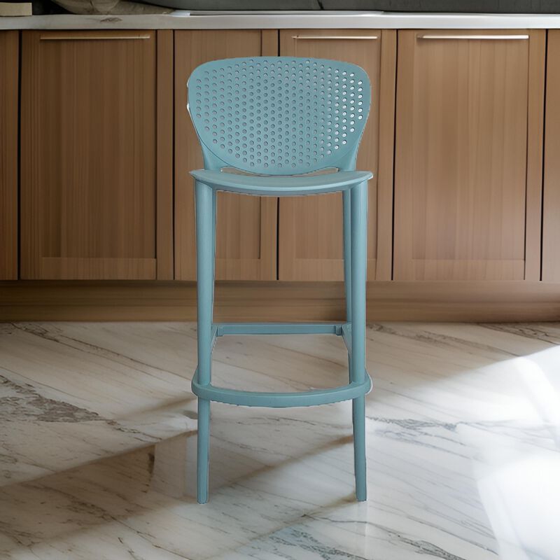 Celin 26 Inch Counter Stool Chair, Set of 4, Stackable, Mesh Back, Green - Benzara