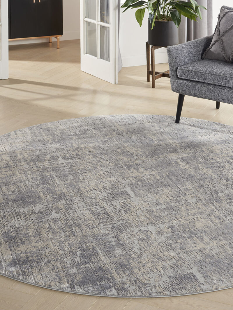 Rustic Textures RUS01 Ivory/Silver 5'3" x Round Rug