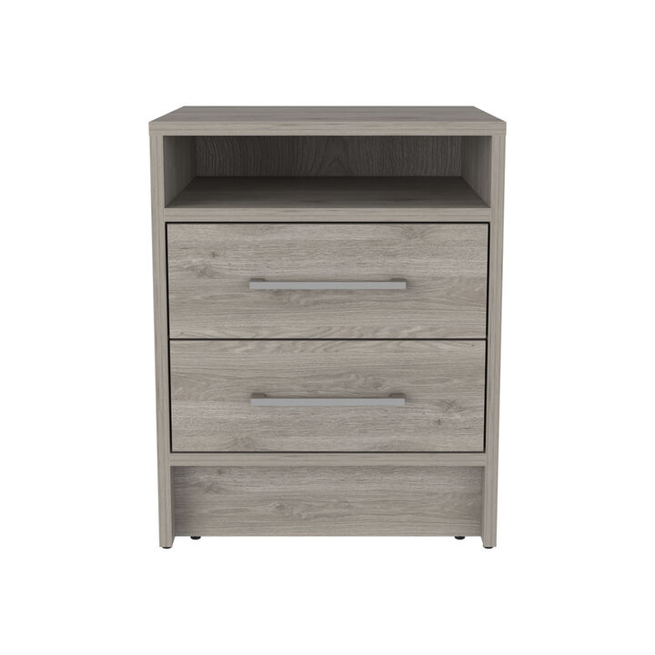 Streamdale Eter Nightstand, Superior Top, Two Drawers - Light Gray