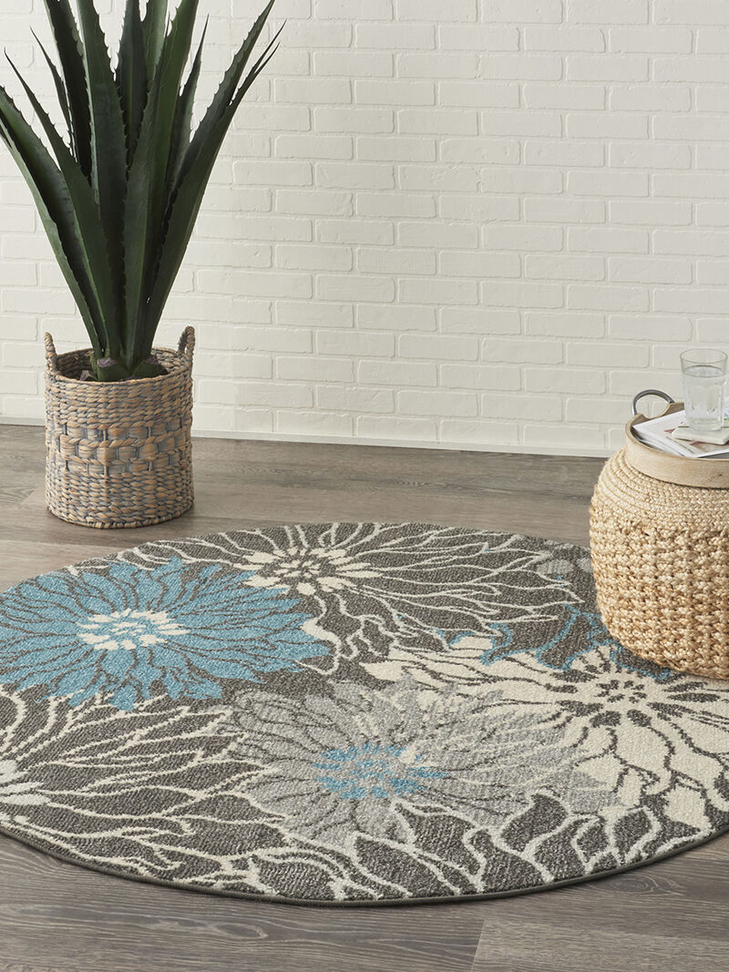 Passion PSN17 Chracoal/Blue 4' x Round Rug