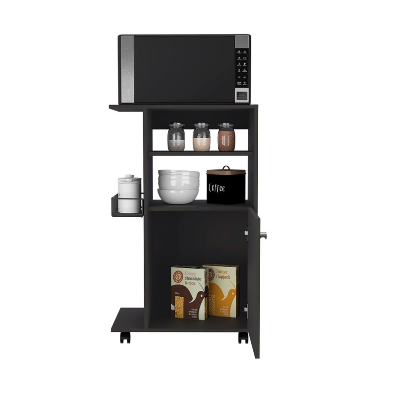 Clip Kitchen & Dining room Cart, Single Door Cabinet, Four Casters -Black