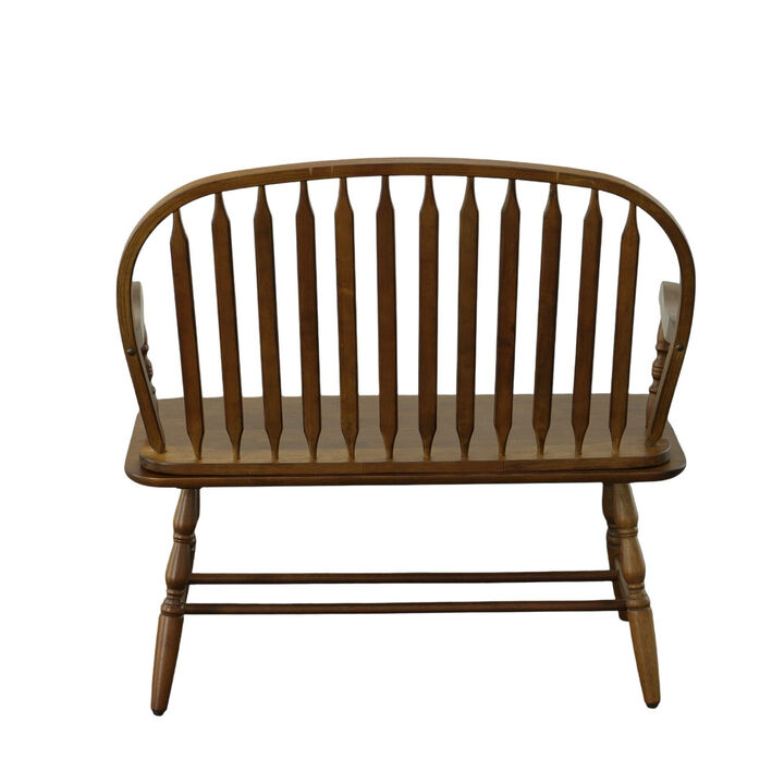 HomeRoots 44" Wood Windsor Spindle Back Bench