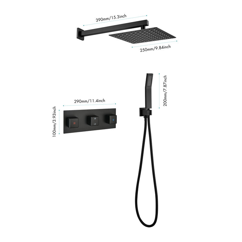 Brass Shower Faucet Set Shower System 10 Inch Rainfall Shower Head With Handheld Sprayer