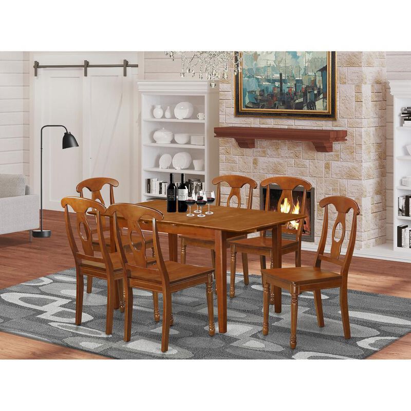 7 PC Kitchen Table set Table with Leaf and 6 Dining Chairs