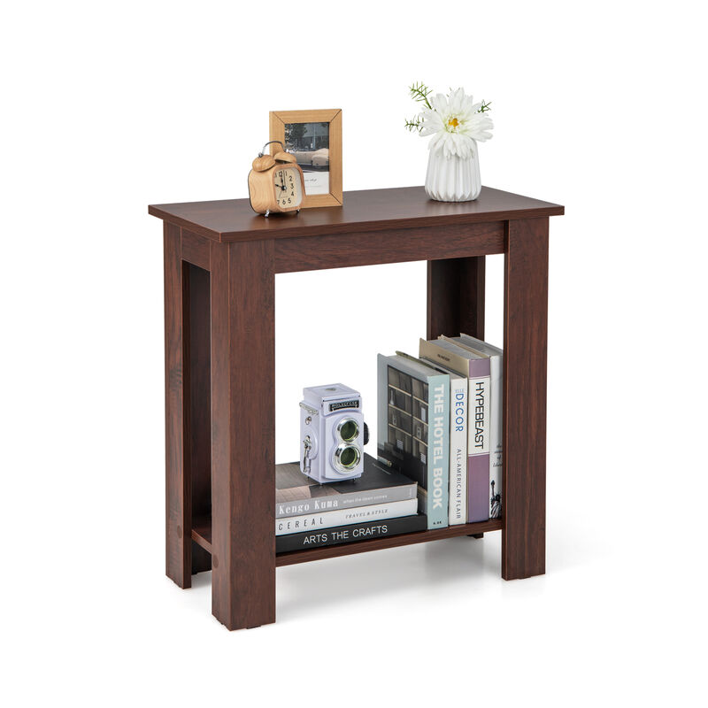 2-Tier Modern End Table with Storage Shelf, Compact Design for Small Spaces