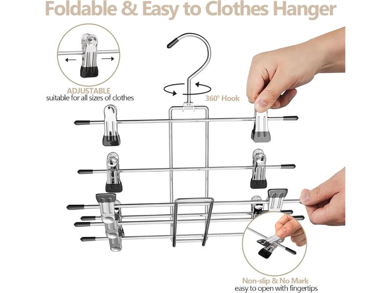 6-Pack Pants & Skirt Hangers | Space-Saving Closet Organizer & Storage image number 2