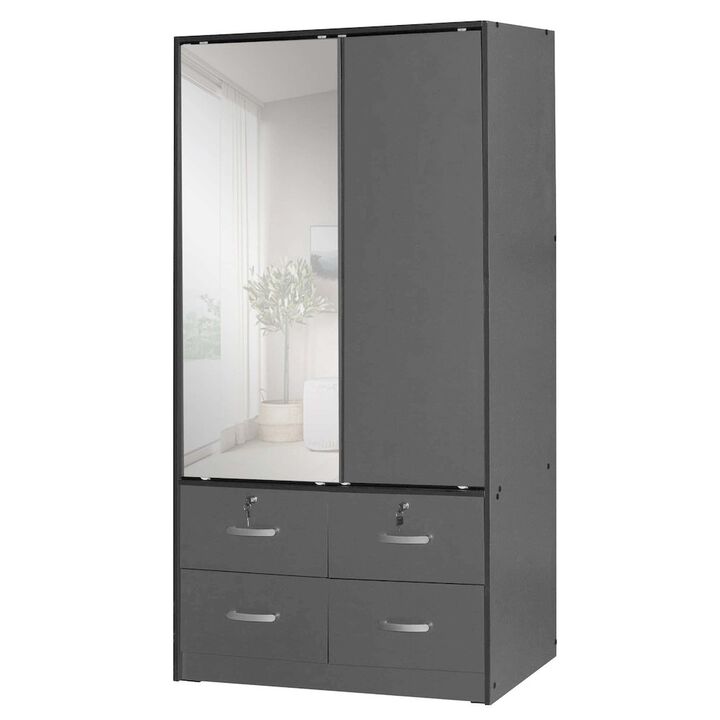 Double Sliding Door Wardrobe with Mirror