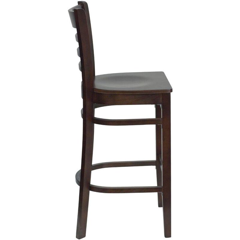 Flash Furniture HERCULES Series Ladder Back Walnut Wood Restaurant Barstool