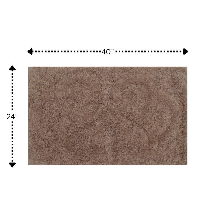 Knightsbridge Tuft Twisted 220 GSF Non Skid Back Bath Rug 24 x 40 - Stone