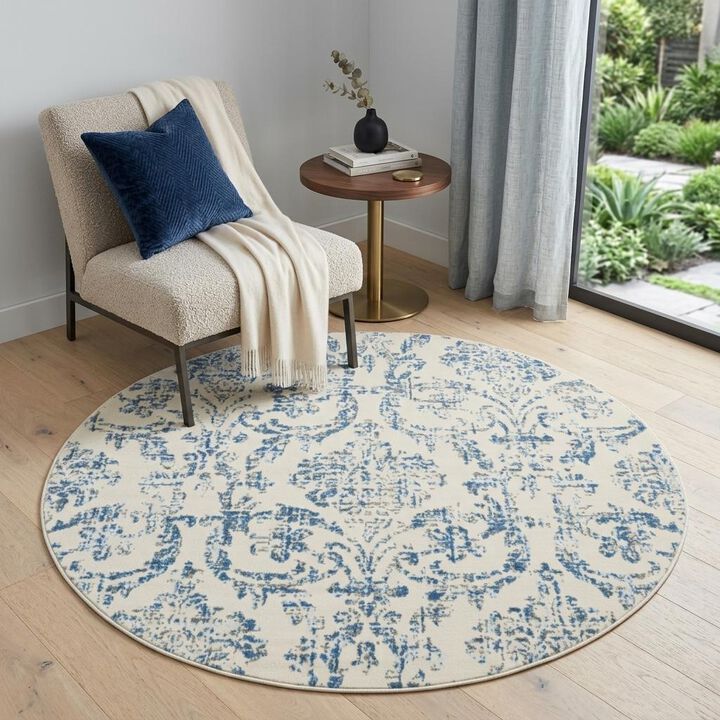 HomeRoots Damask Round Rug