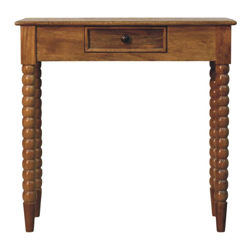 Artisan Furniture Solid Wood Amber Oak Spindle Console Table, 1 Drawer, Brown image number 0