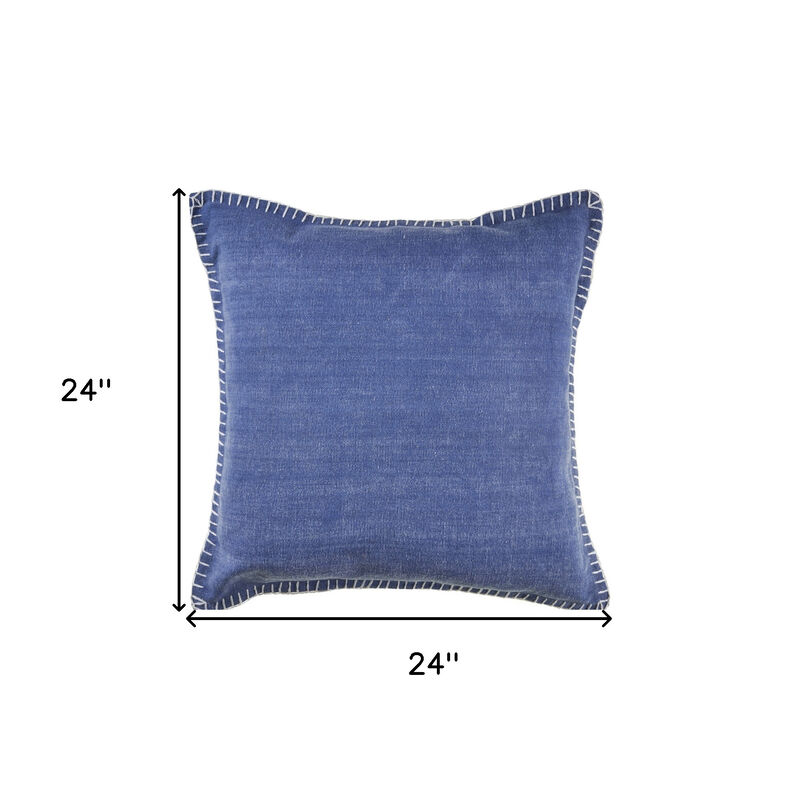 HomeRoots Set of Two Blue Cotton Throw Pillow image number 5