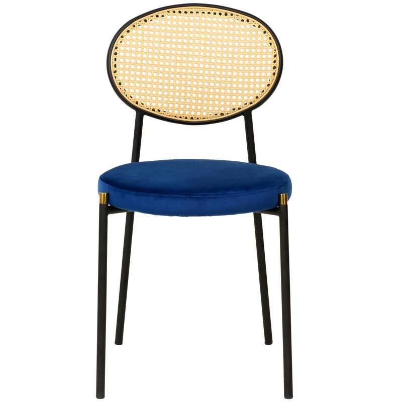 LeisureMod Euston Modern Dining Chair with Wicker Back and Velvet, Indoor Kitchen, Dining Room, Home, Contemporary Side Chair Seating, Set of 4