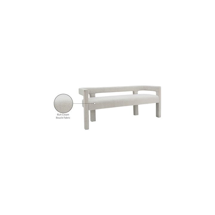 Meridian Furniture Athena Cream Boucle Fabric Bench