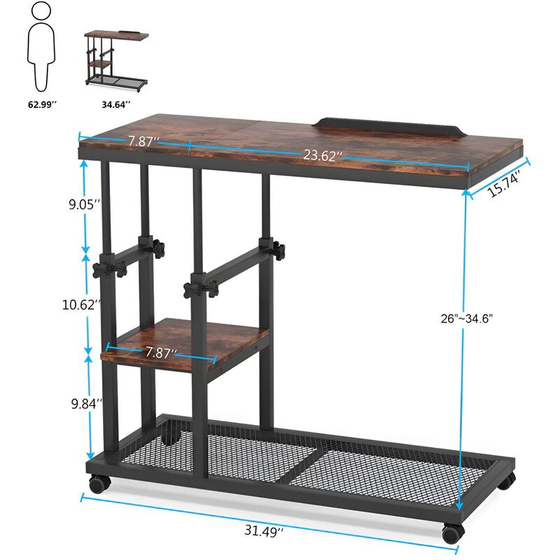 C Table with Adjustable Height, Mobile Craft Table and Tiltable Drawing Board image number 2