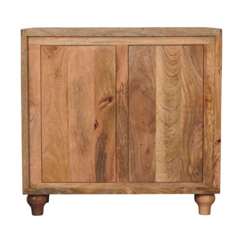 Artisan Furniture Solid Wood Rattan Oak 2-Door Cabinet, 2 Inside Shelves, Beige image number 7