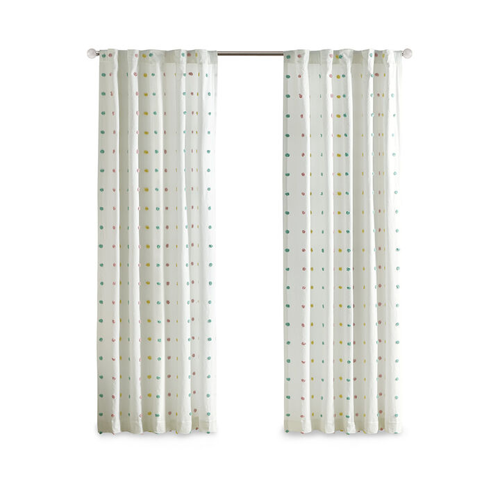 Gracie Mills Caius Cotton Jacquard Pom Pom Curtain Panel