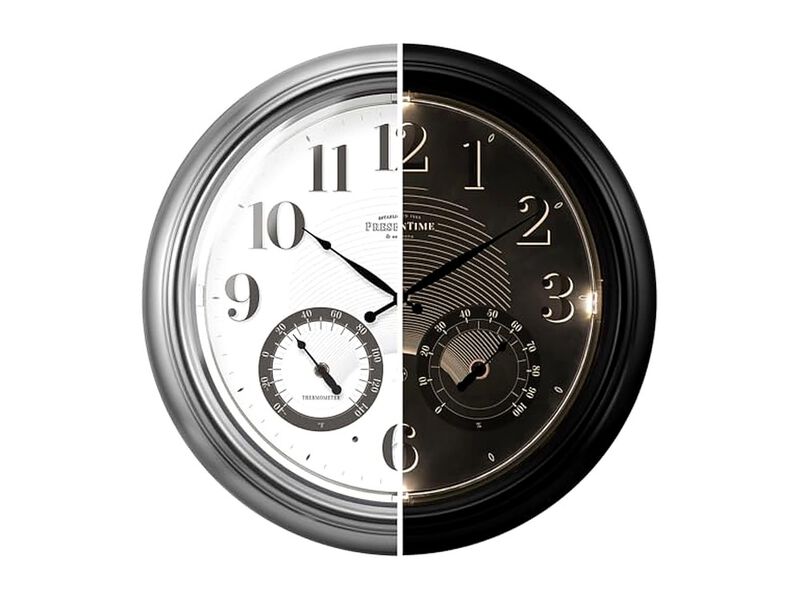 Illuminated Atomic Smart Sensor Night Wall Clock 18 Inch Outdoor Waterproof image number 0