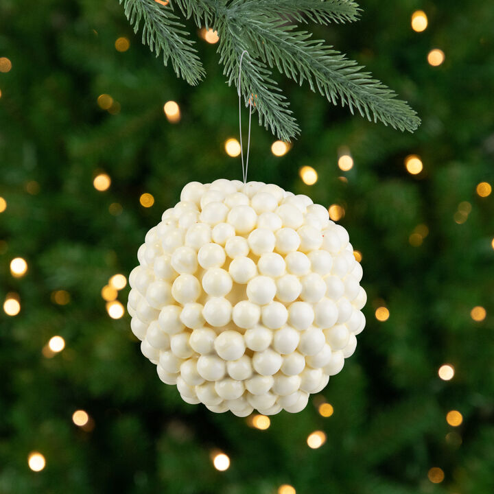 4.75" White Berries Christmas Ball Ornament