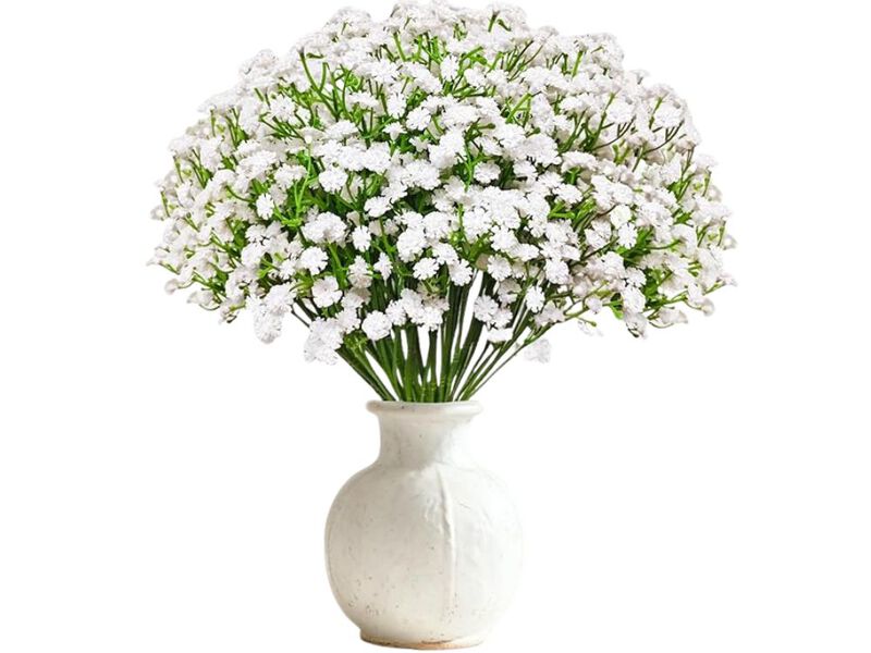 20 Piece White Artificial Baby Breath Flower Stems Real Touch Vase Filler image number 0