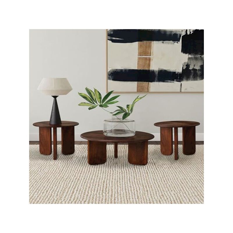 Coaster Dale 3-piece Solid Wood Coffee and End Table Set Brown