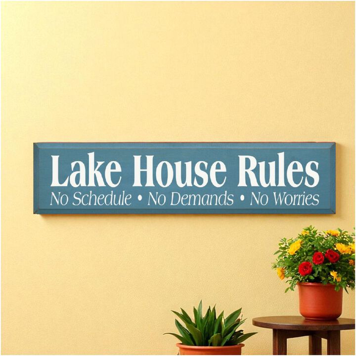 Lake House Rules Wooden Sign Rustic Cabin Cottage Wall Decor with Relaxing Quote