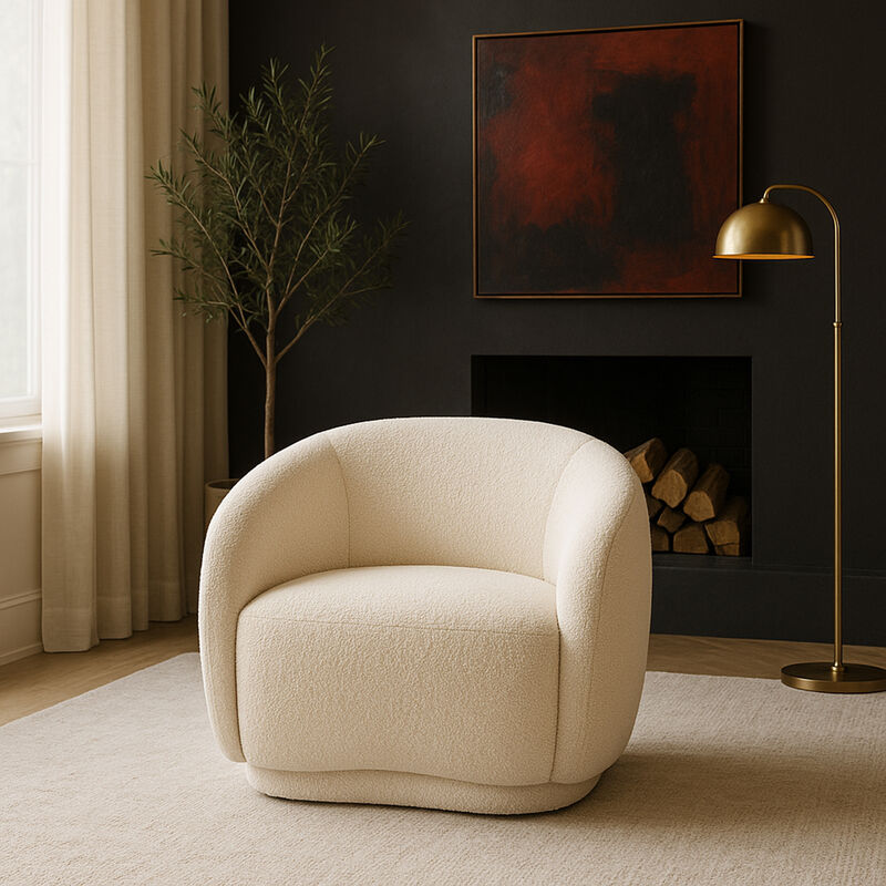 Meridian Furniture Hyde Cream Boucle Fabric Chair
