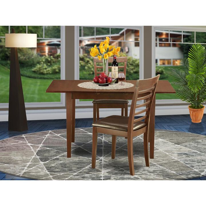 3 Pc small Kitchen Table set - Table with Leaf and 2 Kitchen Dining Chairs
