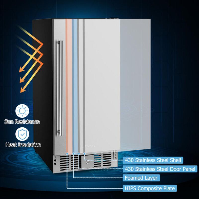 Costway Compact Refrigerator with Adjustable Thermostat and Stainless Steel Door
