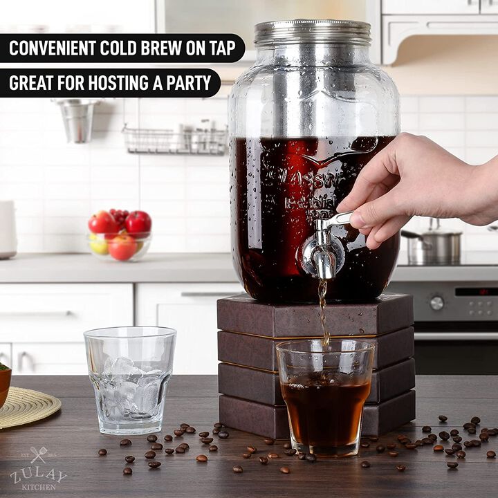 1 Gallon Cold Brew Coffee Maker with Glass Carafe and Stainless Steel Mesh Filter