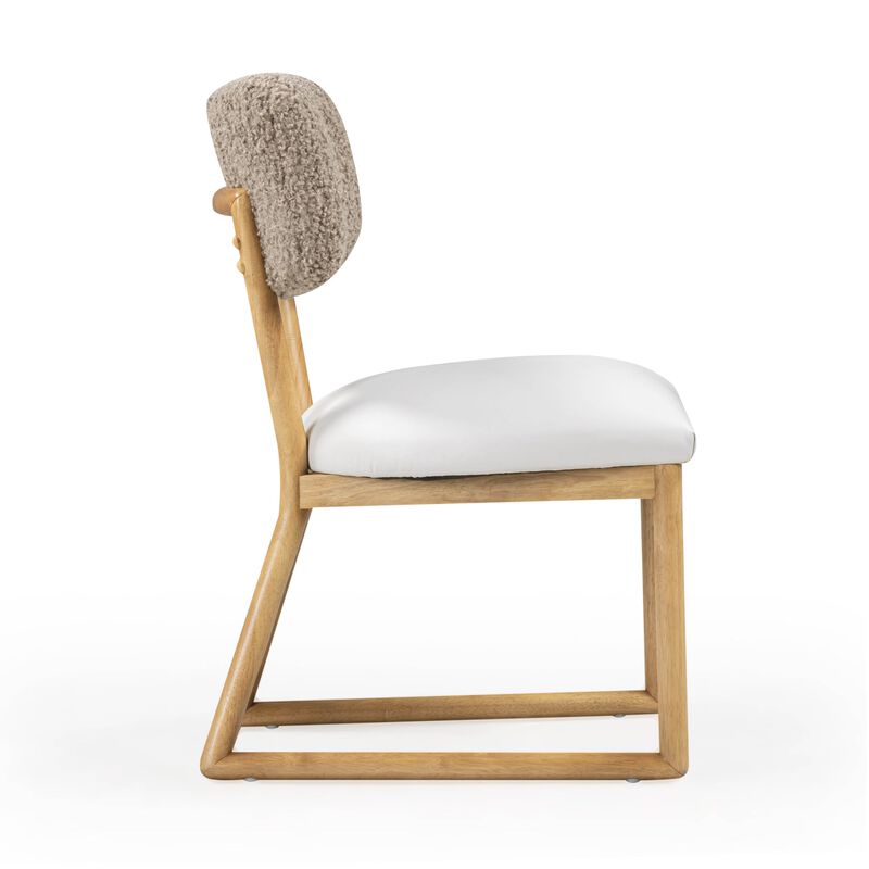 Tov Furniture Bobbie Cream Vegan Leather and Grey Vegan Shearling Dining Chair image number 3