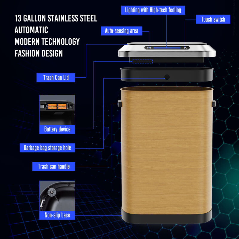 Streamdale 50L Smart Motion Sensor Trash Can with Slow-Closing Lid