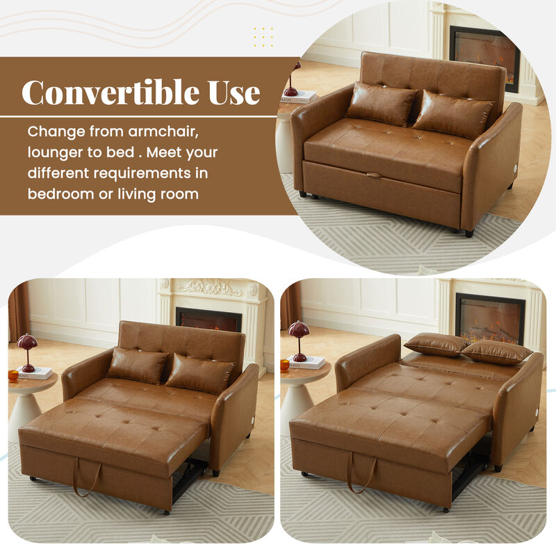 Merax Convertible PU Loveseat Sleeper Sofa Bed