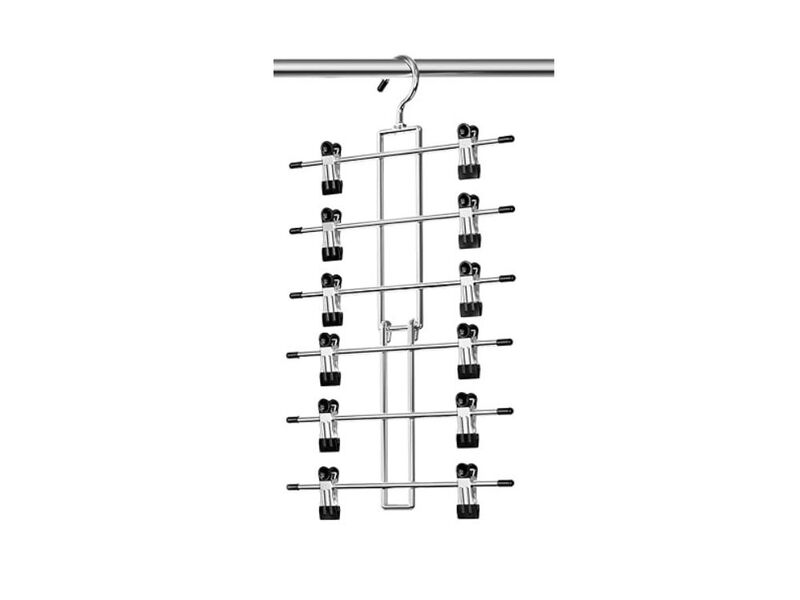 6-Tier Skirt Pants Hangers with Clips  Space-Saving Hanging Closet Organizer image number 0