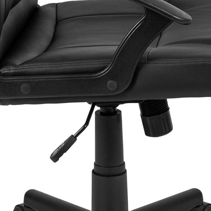 Coffman Flash Fundamentals Mid-Back Black LeatherSoft-Padded Task Office Chair with Arms image number 9
