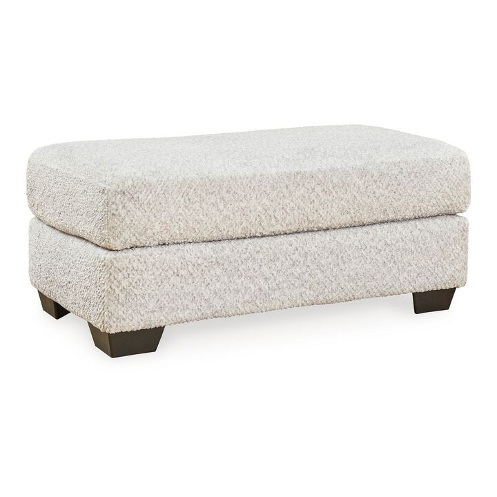Emma 44 Inch Ottoman, Plush Cushioned Top, Soft Gray Polyester Upholstery - Benzara