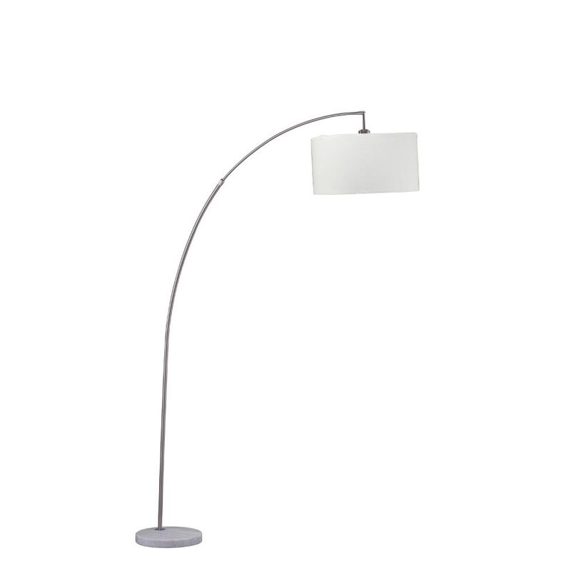 Hivvago 86" White And Silver Arc Floor Lamp With White Drum Shade