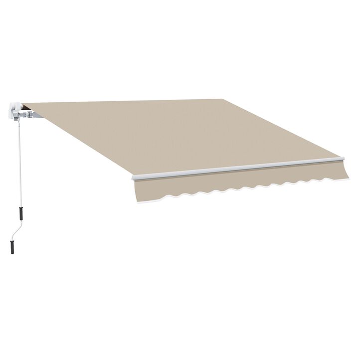 Retractable Awning 12' x 10' Manual Outdoor Sunshade Shelter for Patio, Balcony, Yard, with Adjustable & Versatile Design, Beige