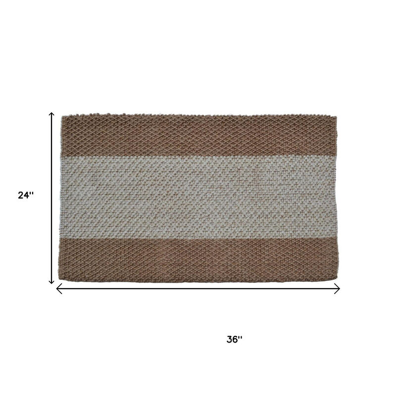HomeRoots Jute Striped Hand Woven Area Rug image number 3