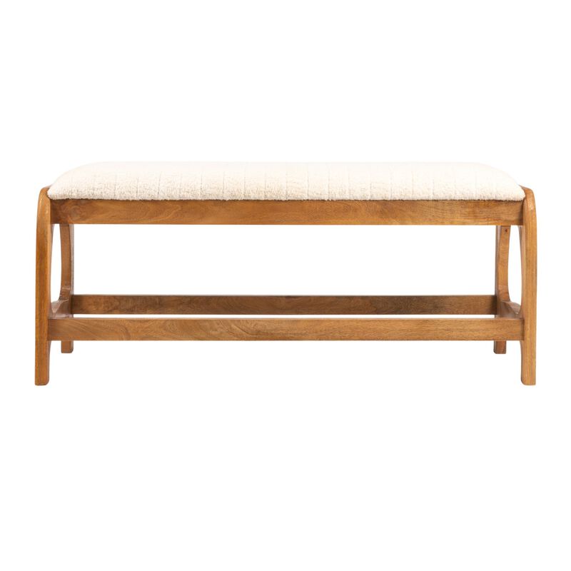 Mango Wood Arch Bench with Boucle Seat image number 3