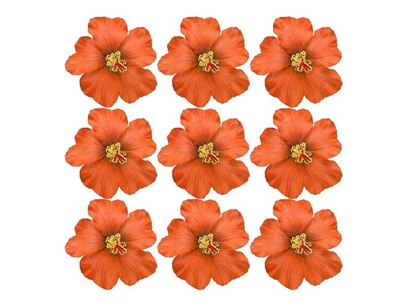 20 Piece Orange Artificial Hibiscus Flowers Home Decor Hawaiian image number 0