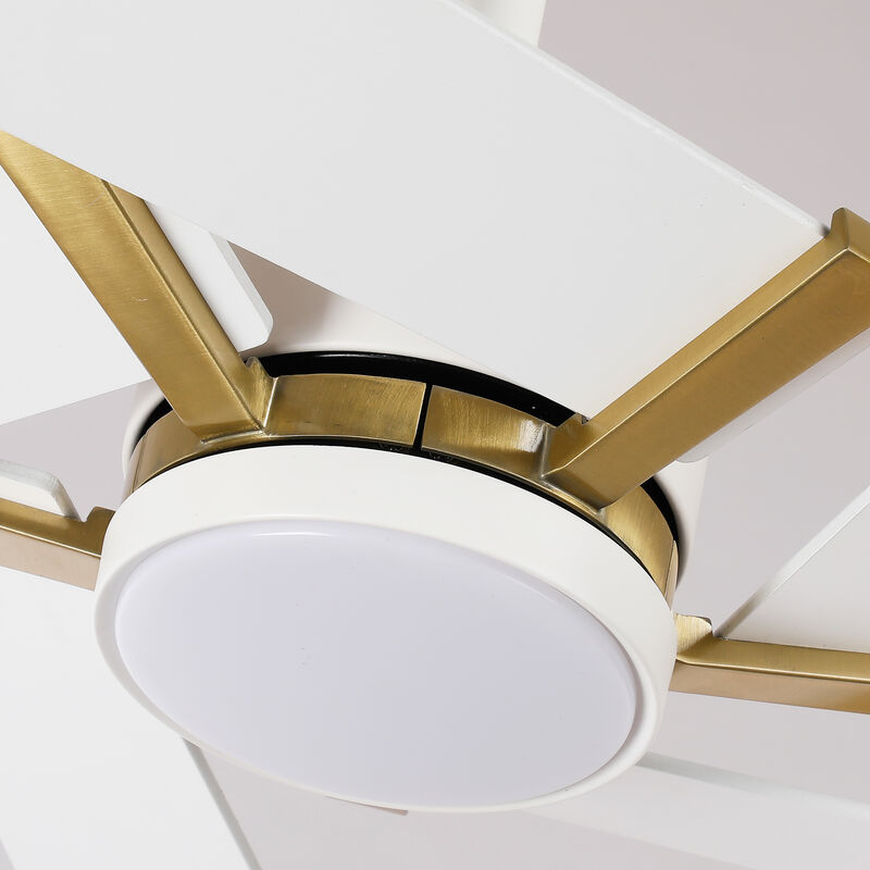 60" Modern Industrial White Reversible Dimmable 5 Aero Blades Ceiling Fan with Light and Remote image number 9
