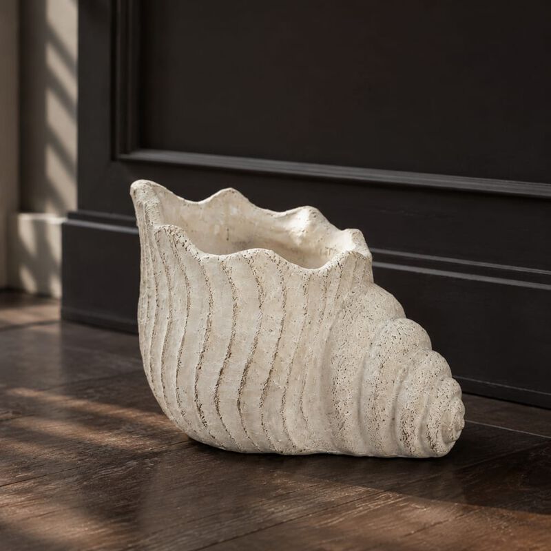 WOW PIONEER Nautilus Shell Decorative Planter Sand Cement Construction Textured Finish for Succulents Herbs Coastal Home Decor image number 3