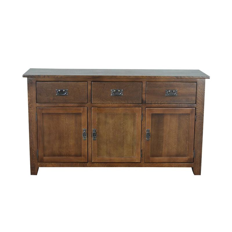 Crafters and Weavers Mission Solid Oak 3 Drawer 3 Door Sideboard