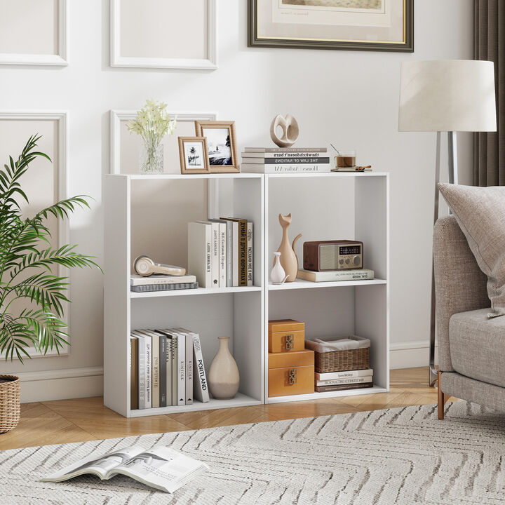 Set of 2 Freestanding 3-Tier Bookshelf for Home Storage
