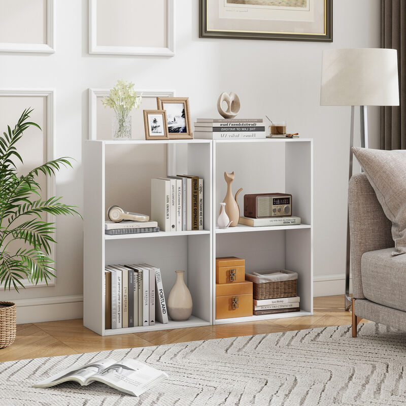 Set of 2 Freestanding 3-Tier Bookshelf for Home Storage image number 1