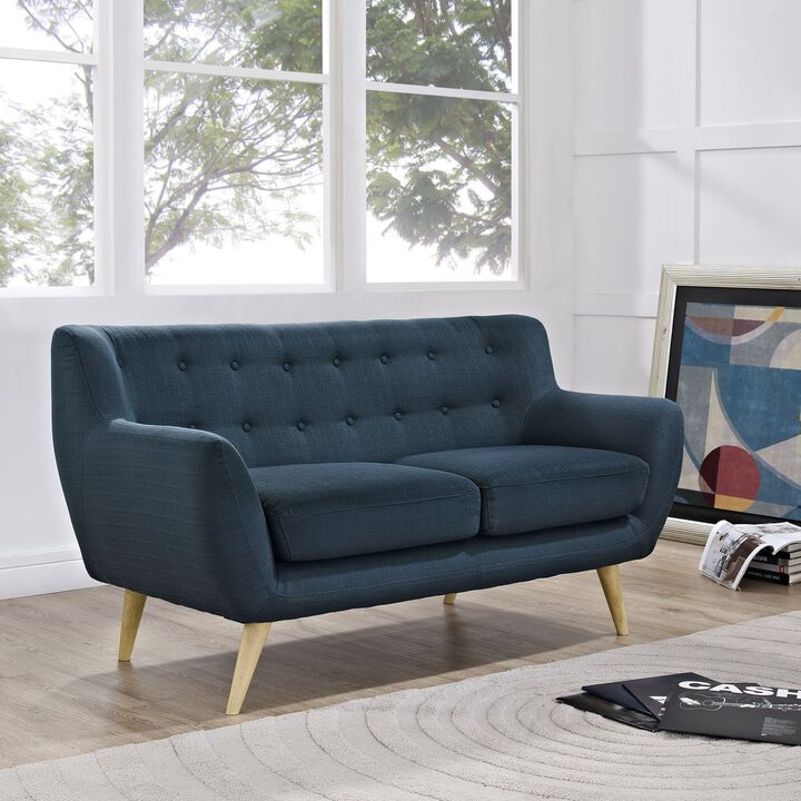 Modway Remark Mid-Century Modern Loveseat With Upholstered Fabric In Azure