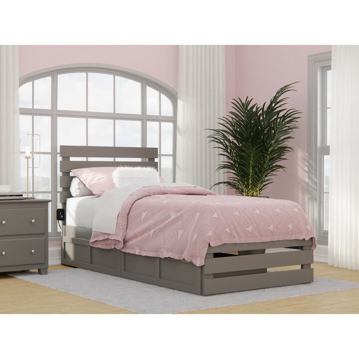 Oxford Twin Extra Long Bed with Footboard and USB Turbo Charger with 2 Extra Long Drawers in Grey