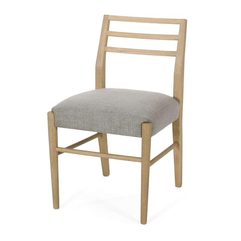 Piny Dining Side Chair Set of 2, Gray Padded Seat, Wood Ladderback image number 2