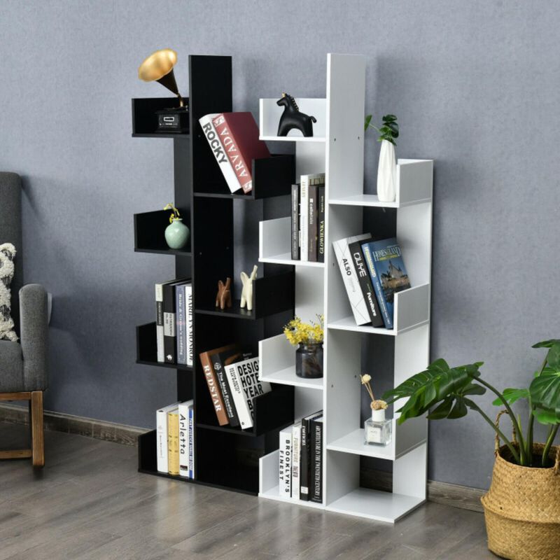 Hivago 8-Tier Bookshelf Bookcase with 8 Open Compartments Space-Saving Storage Rack